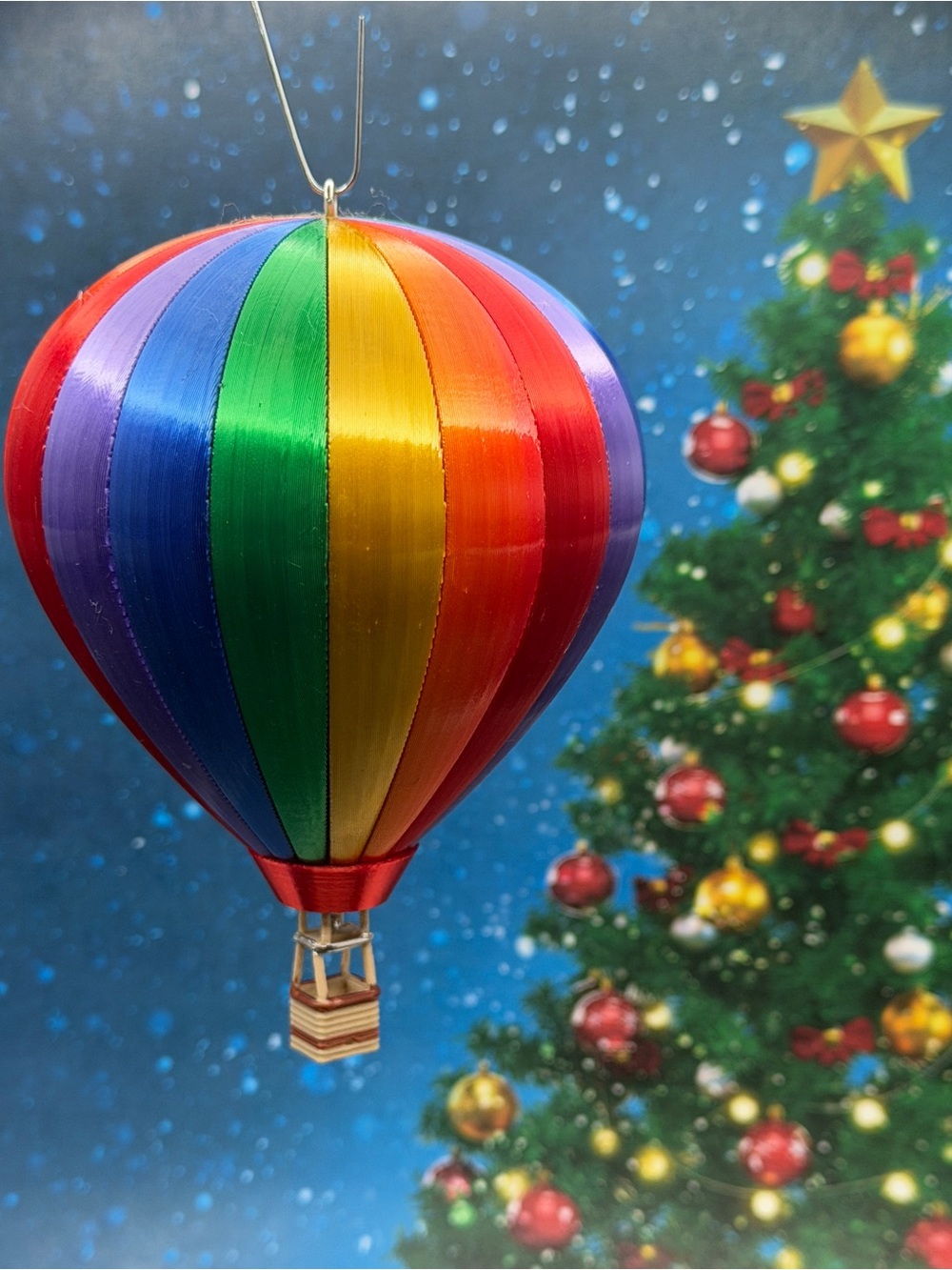 Multicolor Hot Air Balloon Ornament 3D printed